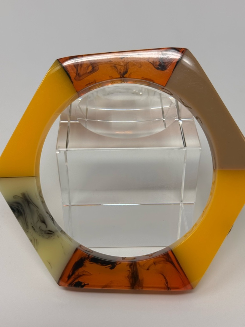 Geometric Resin Bangle in Mustard, Tan & Tortoiseshell by MARC JACOBS